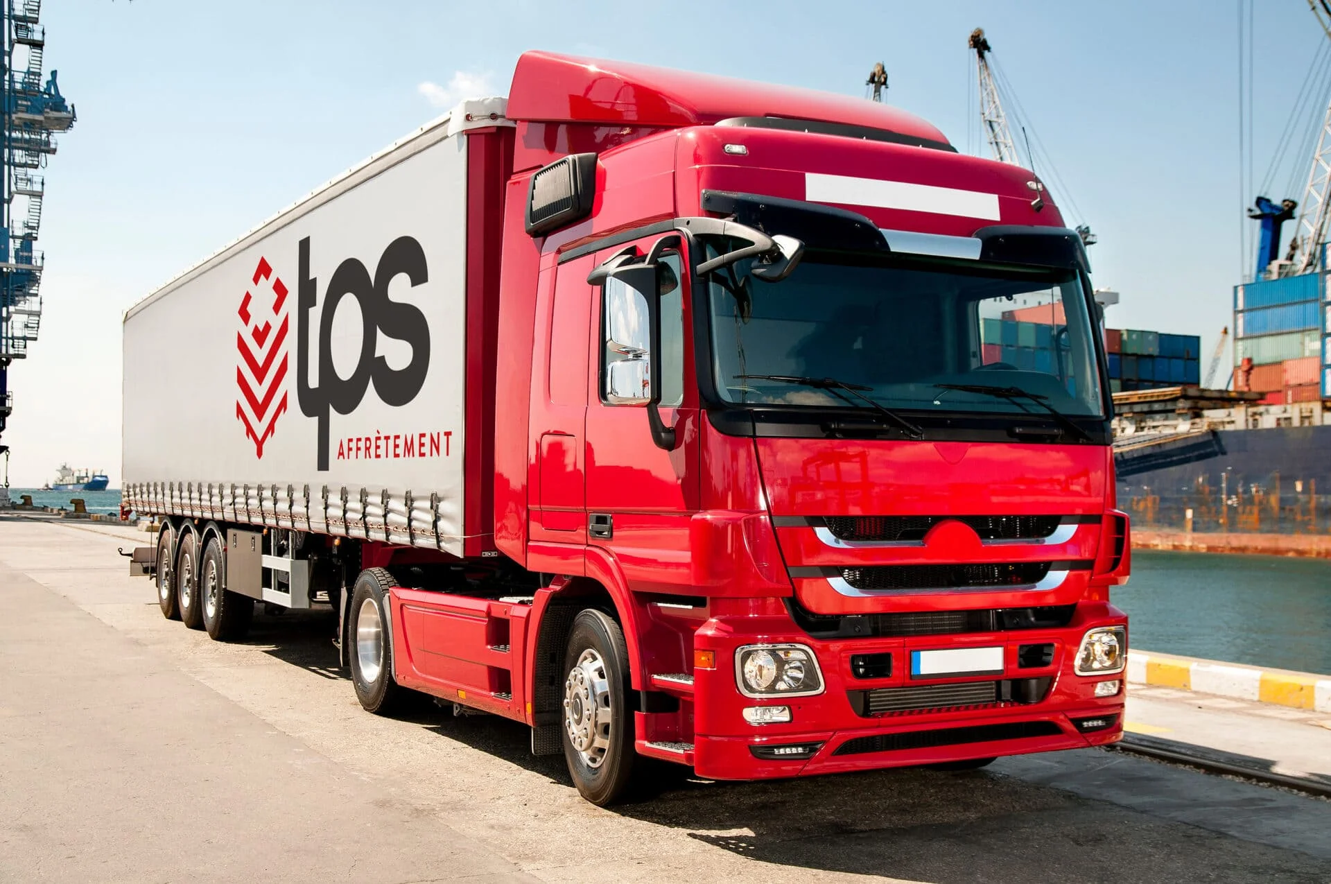 Camion de TPS Affrètement sur un quai de port